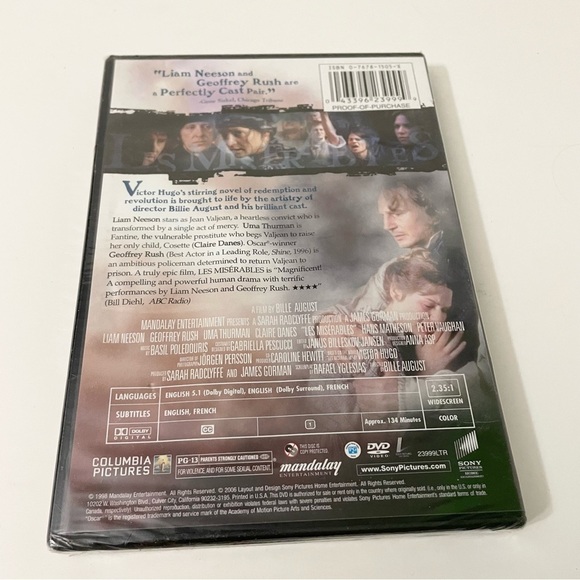 Les Miserables DVD Liam Neeson Movie - Picture 8 of 11